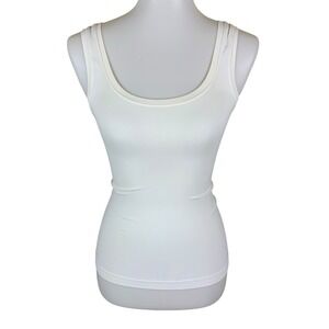 Hanro White Scoop Neck Stretch Tank Top Layering Basic Minimalist Small